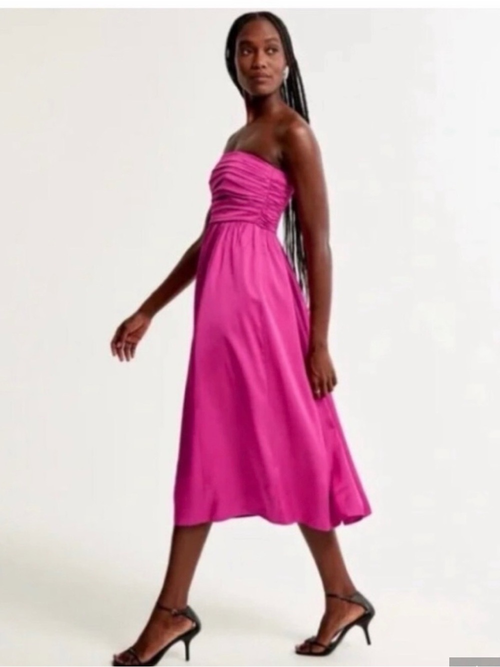 Abercrombie & Fitch Strapless Fuchsia Midi Dress